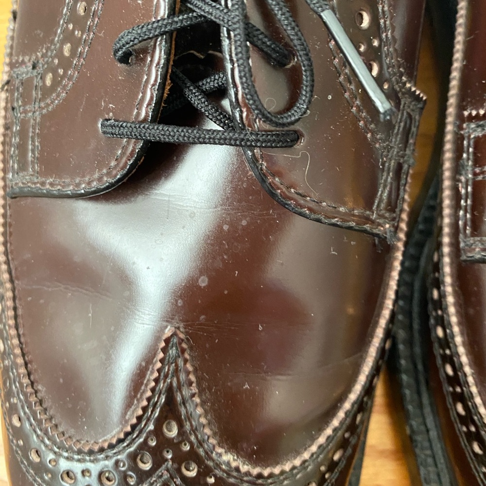 VINTAGE 1960s DEXTER Chancellors Burgundy Leather Wingtip Derby Shoes 9.5 E - Picture 12 of 15